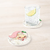 Niedlicher Weihnachtsmann mit rosa Hut Getränkeuntersetzer (Seite)