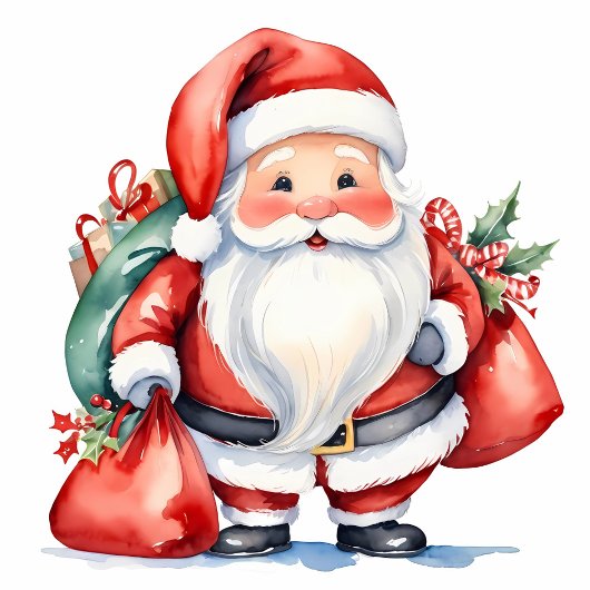 Niedlicher Weihnachtsmann mit roten Geschenktüten Keramikornament