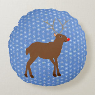 Niedlicher Weihnachtsmann mit Roter Nase Rundes Kissen