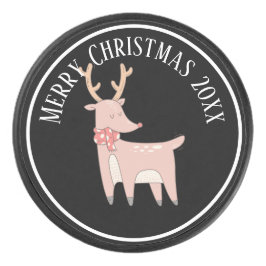 Niedlicher Weihnachtsmann mit Scarf Illustration Eishockey Puck