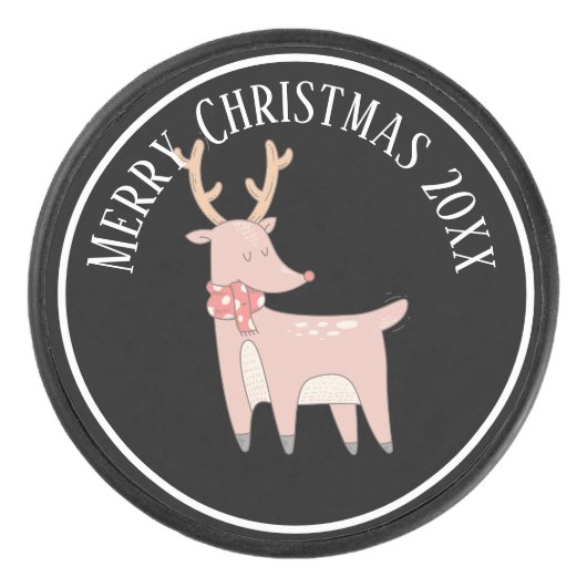 Niedlicher Weihnachtsmann mit Scarf Illustration Eishockey Puck (Vorderseite)