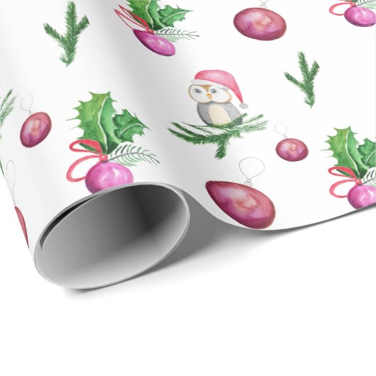 Niedlicher Weihnachtsmann mit Weihnachtsballen und Geschenkpapier (Rolleneckpunkt)