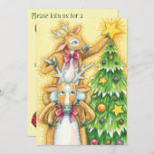 Niedlicher Weihnachtsmann mit Weihnachtsbaum-Star Einladung (Vorne/Hinten)