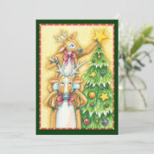 Niedlicher Weihnachtsmann mit Weihnachtsbaum-Star Einladung (Stehend Vorderseite)