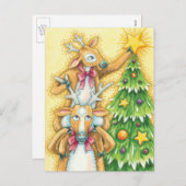Niedlicher Weihnachtsmann mit Weihnachtsbaum-Star Feiertagspostkarte (Vorne/Hinten)
