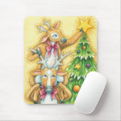 Niedlicher Weihnachtsmann mit Weihnachtsbaum-Star Mousepad (Mit Mouse)