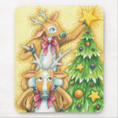 Niedlicher Weihnachtsmann mit Weihnachtsbaum-Star Mousepad (Vorne)