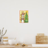 Niedlicher Weihnachtsmann mit Weihnachtsbaum-Star Poster (Küche)