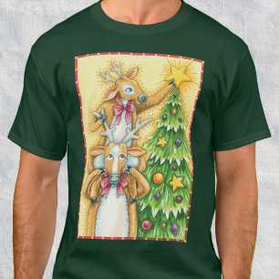 Niedlicher Weihnachtsmann mit Weihnachtsbaum-Star T-Shirt