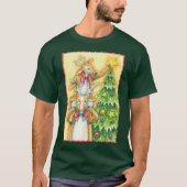 Niedlicher Weihnachtsmann mit Weihnachtsbaum-Star T-Shirt (Vorderseite)