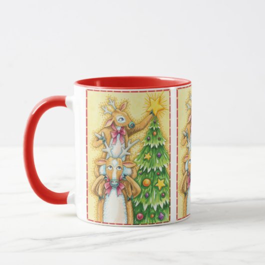 Niedlicher Weihnachtsmann mit Weihnachtsbaum-Star Tasse (Links)