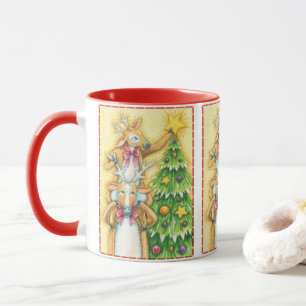 Niedlicher Weihnachtsmann mit Weihnachtsbaum-Star Tasse