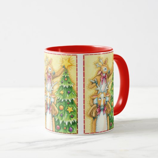 Niedlicher Weihnachtsmann mit Weihnachtsbaum-Star Tasse (VorderseiteRechts)
