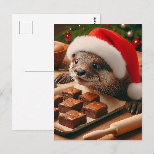 Niedlicher Weihnachtsmann mit Weihnachtsbummel Postkarte (Vorne/Hinten)