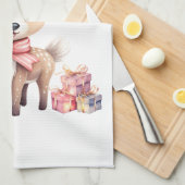 Niedlicher Weihnachtsmann mit Weihnachtsgeschenken Geschirrtuch (Viertel Falte)