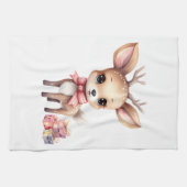 Niedlicher Weihnachtsmann mit Weihnachtsgeschenken Geschirrtuch (Horizontal)