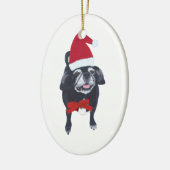 Niedlicher Weihnachtsmann-Mops Hund Weihnachtsschm Keramikornament (Links)