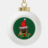 Niedlicher Weihnachtsmann Mops Liebe Weihnachten Keramik Kugel-Ornament (Vorderseite)