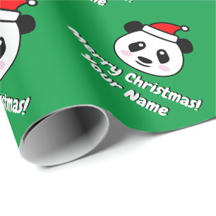 Niedlicher Weihnachtsmann-Panda-Bär personalisier Geschenkpapier