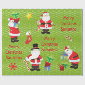 Niedlicher Weihnachtsmann Personalisiert froh Weih Geschenkpapier (Flach)