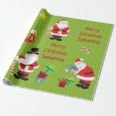 Niedlicher Weihnachtsmann Personalisiert froh Weih Geschenkpapier (Ungerollt)