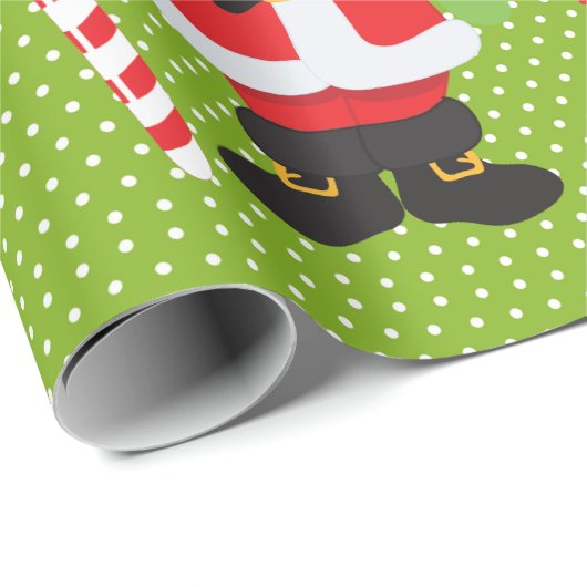 Niedlicher Weihnachtsmann Personalisiert froh Weih Geschenkpapier (Rolleneckpunkt)