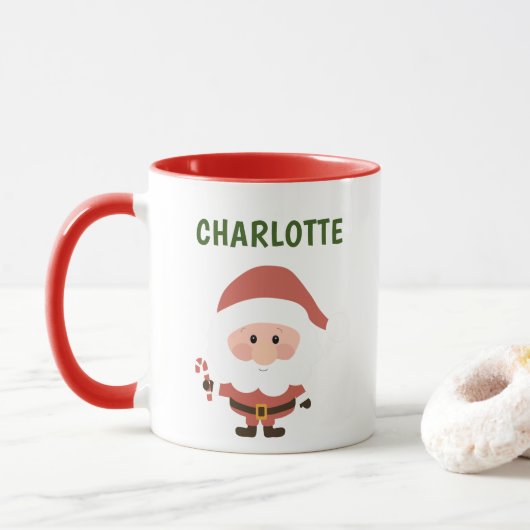 Niedlicher Weihnachtsmann Personalisiert Frohe Wei Tasse (Mit Donut)
