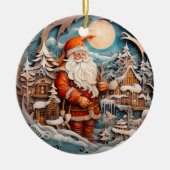 Niedlicher Weihnachtsmann Personalisiert Keramik Ornament (Vorne)