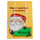 Niedlicher Weihnachtsmann Personalisiert Mittlere Geschenktüte (Rückseite)