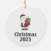 Niedlicher Weihnachtsmann Personalisiert Weihnacht Keramik Ornament (Hinten)
