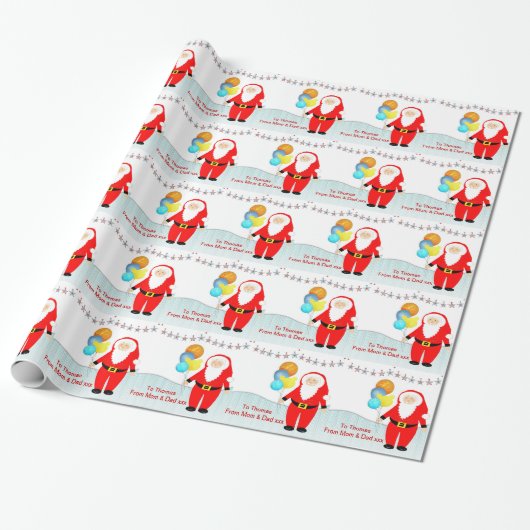 Niedlicher Weihnachtsmann Personalisierte Geschenk Geschenkpapier (Ungerollt)
