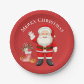 Niedlicher Weihnachtsmann Red Berries Rotes Weihna Pappteller (Vorderseite)