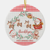 Niedlicher Weihnachtsmann Reindeer 1. Foto Keramik Ornament (Vorne)