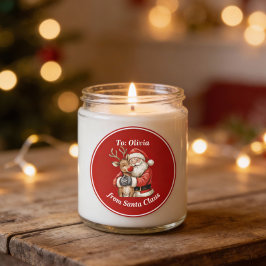 Niedlicher Weihnachtsmann & Reindeer Hug Custom Re Runder Aufkleber