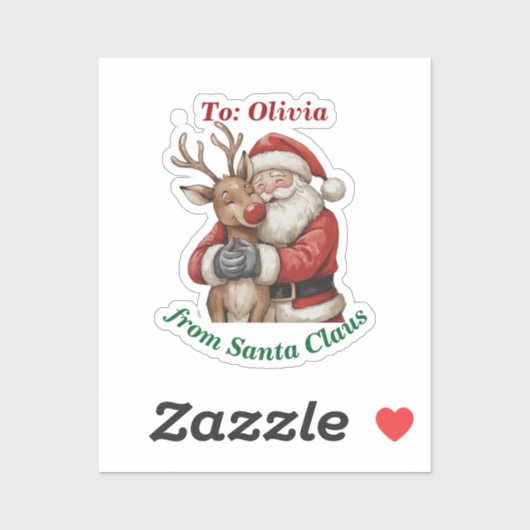 Niedlicher Weihnachtsmann & Reindeer Hug Custom Vi Aufkleber (Blatt)