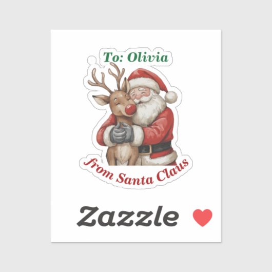 Niedlicher Weihnachtsmann & Reindeer Hug Custom Vi Aufkleber (Blatt)