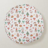 Niedlicher Weihnachtsmann Reindeer Snowman 1. Weih Rundes Kissen (Rückseite)