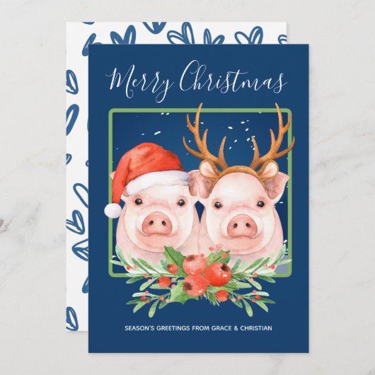 Niedlicher Weihnachtsmann-Rentier Feiertagskarte (Vorne/Hinten)