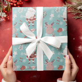 Niedlicher Weihnachtsmann Rentiere Personalisiert Geschenkpapier