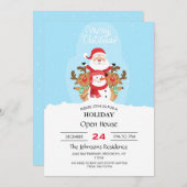 Niedlicher Weihnachtsmann, Rentiere und Schneemann Einladung (Vorne/Hinten)