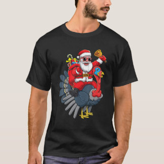 Niedlicher Weihnachtsmann Riding Türkei Erntedank  T-Shirt