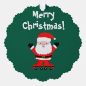 Niedlicher Weihnachtsmann-Roller-Skate Weihnachten Ornament Karte (Vorderseite)