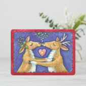 Niedlicher Weihnachtsmann Romantischer Kuss Einlad Einladung (Stehend Vorderseite)