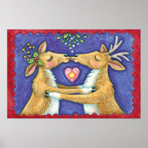 Niedlicher Weihnachtsmann, Romantischer Kuss und M Poster