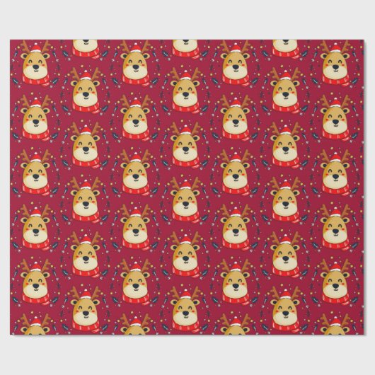 Niedlicher Weihnachtsmann Rot Geschenkpapier (Flach)