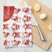 Niedlicher Weihnachtsmann Rot und Weiß Weihnachten Geschirrtuch (Viertel Falte)