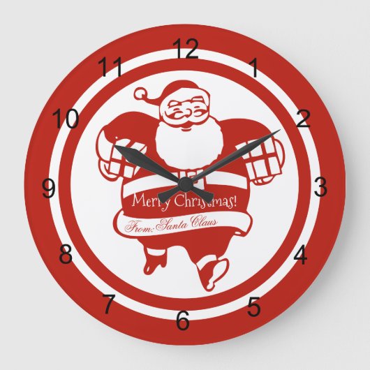 Niedlicher Weihnachtsmann Rot und Weiß Weihnachten Große Wanduhr (Vorderseite)