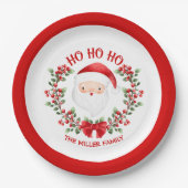 Niedlicher Weihnachtsmann, Roter Name, Weihnachtsd Pappteller (Vorderseite)