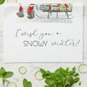 Niedlicher Weihnachtsmann, Schlitten, Geschenke Geschirrtuch (Gefaltet)