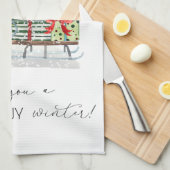 Niedlicher Weihnachtsmann, Schlitten, Geschenke Geschirrtuch (Viertel Falte)